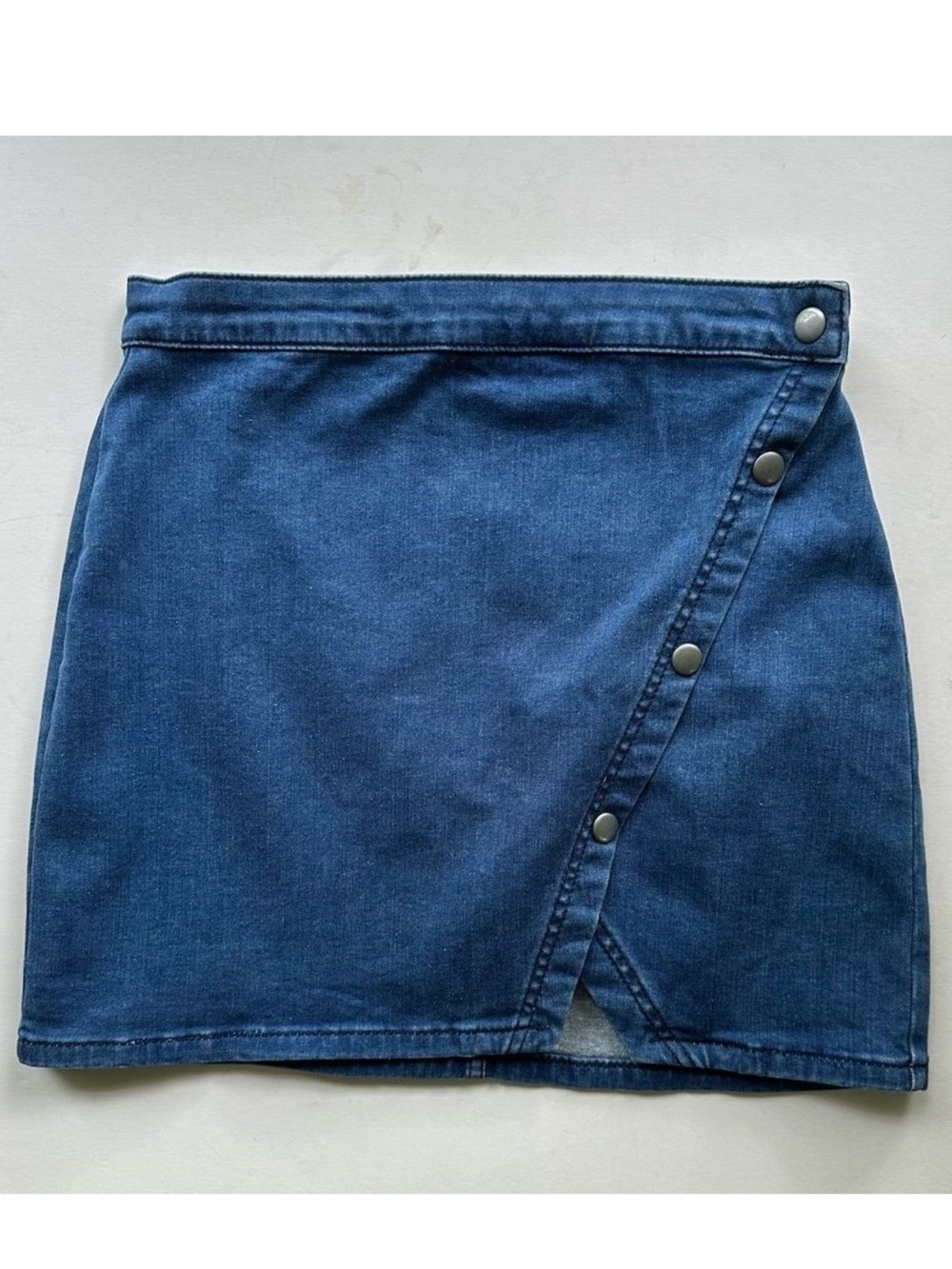 We The Free Indigo Snap-Front Denim Mini Skirt
